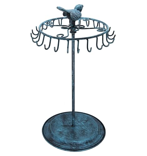 Bird Rotating Necklace Holder Bracelet Stand/Jewelry Organizer/Jewelry Tree, Turquoise - color: Turquoise