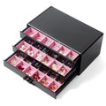 YUFONG Earring Organizer Box Acrylic Jewelry Organizer with 3 Drawers 54 Adjustable Grids Clear Stackable Earring Holder Velvet Trays Ring Display Case for Women Girls (Black Pink) - color: Black Pink