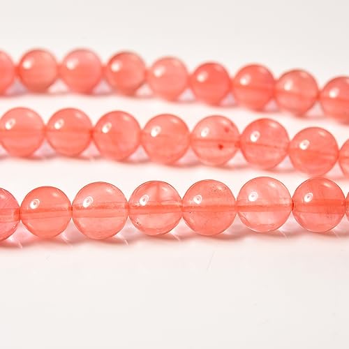 6mm Cherry Quartz Natural Stone Beads Smooth Round Pink Crystal Gemstone Beads for DIY Jewerly Making Full Strand 15" (Cherry Quartz,6mm) - color: Cherry Quartz, size: 6mm