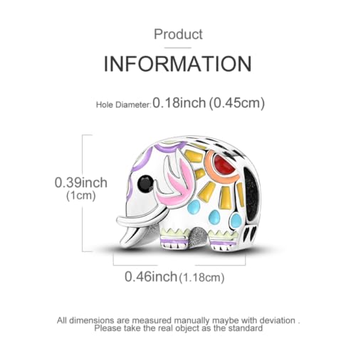 LAZA 925 Sterling Silver Charm for Bracelet Necklace Dangle Love Mom Butterfly Party Charm Beads Pendants DIY Jewelry for Women - color: Colorful Elephants