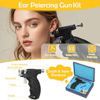 Professional Ear Piercing Gun, Reusable Ear Piercing Machine with Stainless Steel Piercing Studs, Colorful Crystal Earrings Set for At Home Salon Earlobe Cartilage Helix Tragus Piercing Tool Kit - color: Dark Black