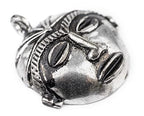 TheBeadChest Round African Silver Mask Pendant (58x62mm): Genuine West African Mask Design for DIY Jewelry & Necklaces - color: Silver, size: Medium (58x62mm)