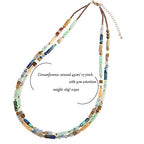 Plumiss Boho Handmade Natural Jasper Stone Beaded Crystal Mixed Strand Short Necklace for Women Girl - color: Mixed Natural Stone