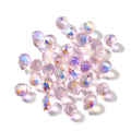 100pcs Pink Glass Teardrop Beads Charms Water Drop Faceted AB Color Plated Beads Top Drilled Sparkly Prisms Chandelier Dangle Charms for DIY Earrings Necklace Bracelet Jewelry Craft 10.5x8mm - color: Pink