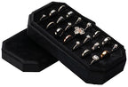 Velvet Ring Organizer Display Tray Jewelry Box Earring Holder Case for Wedding Birthday Christmas Day (Black) - color: Black