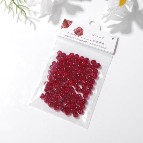 Raicegs 100pcs 6mm Garnet Beads Natural Gemstone Beads Round Loose Beads for Jewelry Making DIY Bracelets Necklace - color: Garnet, size: 6mm Round