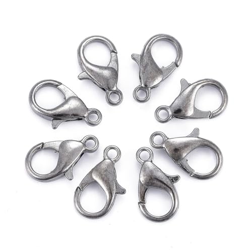 HDSupplies 100 Pieces - Lobster Clasps - Gunmetal Black - 12x6mm w/ 1.2mm Hole - color: Gunmetal Black, size: 12x6mm