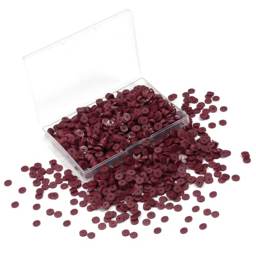 Maroon Polymer Clay Beads, 6mm Burgundy Heishi Bead for Jewelry Bracelets Necklace Making 1000PCS - color: Maroon