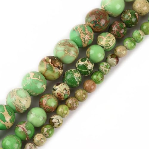 8mm Fruit Green Sea Sediment Imperial Jasper Round Gemstone Natural Stone Loose Beads for Jewelry Making Design Crafts 45 Pcs 15 Inch - color: Fruit Green, size: 8mm