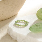 NLIEO Natural Gemstone Stretch Beaded Rings for Women Stackable Dainty Elastic Crystal Rings Jewelry - style: Green Jade