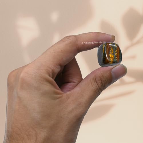 Amazing Gemstone Iron Tiger Eye Crystal Tumbled Stones Polished Rocks - Natural Gem Stones for Healing - DIY Crystals for Protection (1 Piece) - color: Iron Tiger Eye