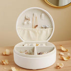 Travel Jewelry Case, Elegant Half-Moon Design with Golden Accents, Detachable Handle, White Personalized Accessory Organizer, Fashion-Forward Gift for Women and Teens(W) - style: W