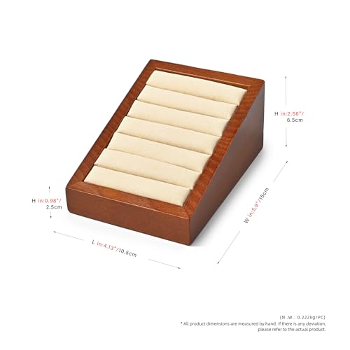 Oirlv Solid Wood Ring Tray Display Stand Slotted Jewelry Ring Showcase Display Jewelry Organizer for Trade Showcase(Creamy-white) - color: Wood Creamy-white