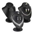 MOOCA 3 Pcs Set Black PU Faux Leather Combination Display Jewelry Stand Bust for Necklaces, Earrings, Rings, Jewelry Display For Vendors - color: Black PU Faux Leather, 3 pieces