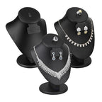 MOOCA 3 Pcs Set Black PU Faux Leather Combination Display Jewelry Stand Bust for Necklaces, Earrings, Rings, Jewelry Display For Vendors - color: Black PU Faux Leather, 3 pieces