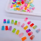 Bulk Assorted Candy Pendant,Grandient 3D Gummy bear Charms for Jewelry Necklace Earrings Bracelet Art Craft Project Making (70pcs with hole)