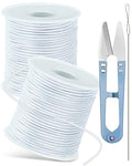 2 Rolls FIVEIZERO White Elastic Bracelet String Total 330 Feet,1mm,1.2mm,1.5mm Elastic Cord for Beading Stretchy String with Beading Needle for Bracelets, Sewing, Necklace, Jewelry Making and Crafts - size: 1.5MM, style: White