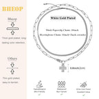 Bheop Chunky Cross Necklace for Women Trendy 14K Gold Silver Layered Statement Cross Pendant Charm Necklace Waterproof Paperclip Herringbone Snake Choker Chain Christian Jewelry Set Gift Non Tarnish - style: SL-2PCS/0.8 inch Cross+Herringbone Necklace