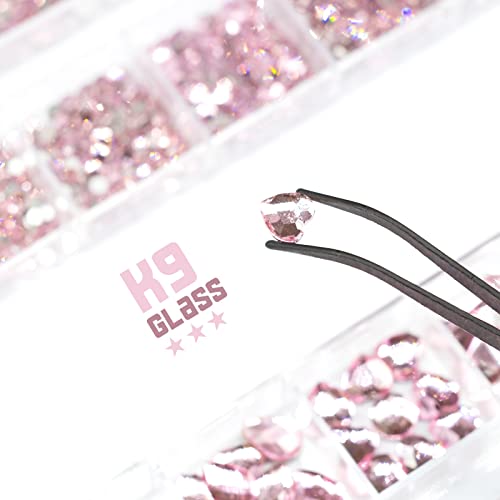 qiipii 3080Pcs Pink Nail Rhinestones 120 Multi Shapes Flatback Rhinestones Big Gems +2960 Light Pink Round Beads K9 Glass Stones Diamonds jewels Crystals for Nails Faces Eyes Makeup Clothes Crafts DIY - color: Pink, size: A Set