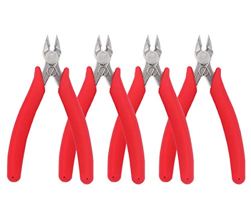 Flush Cutters Pliers 5 Inch Precision Side Cutter Small Wire Cutting Pliers Sprue Cutter for Plastic Model jewelry Making, 4 Pack