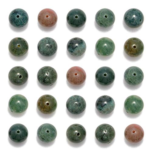 NCB 200pcs 4mm Indian Agate Loose Beads for Jewelry Making, Natural Semi Precious Beads Round Smooth Gemstones Spacer Beads Charms for Necklaces Bracelets (Indian Agate, 4mm 200Beads) - color: Indian Agate, size: 4mm 200Beads