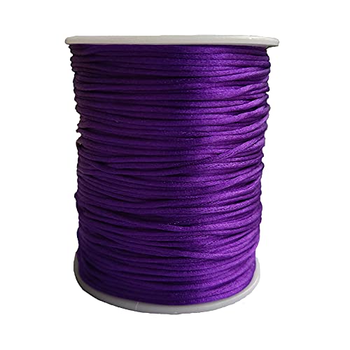1.5 mm Nylon Satin Cord Thread Beading String for Macrame Bracelets Chinese Knotting,Necklaces,Jewelry Making 109 Yards (Purple) - color: Purple, size: 1.5mm