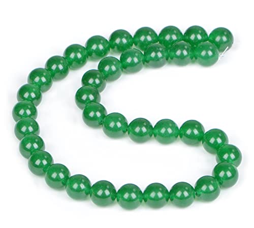 AD Beads Natural Gemstone Round Loose Beads 15" for Bracelet Necklace Earrings Jwelery Making Crafts DIY (10mm, Green Jade) - color: Green Jade, size: 10mm