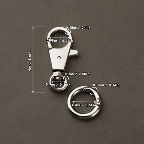 2pcs Double Opening Snap Hooks Heavy Duty Metal Push Gate Swivel Lobster Clasp Keychain Clip Purse Making Accessories (Silver) - color: Silver