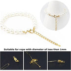 1500 Pieces Beads Tips Knot Covers Clamshell Crimp Tips Beads Set Calotte Ends Knot Covers Fold-Over Bead Covers for Jewelry Making DIY Bracelet Necklaces(Gold) - color: Gold