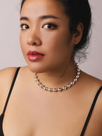 Sacina Y2k Aesthetic Emo Beaded Ball Chain Necklace, Gothic Punk Grunge Necklace, Christmas Jewelry Gift - color: Silver, size: 18 in