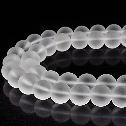 RUBYCA Natural AAA Grade Quartz Crystal Clear Frosted Round Beads for Jewelry Making (1 Strand 8mm) - color: Round Frosted, size: 8mm