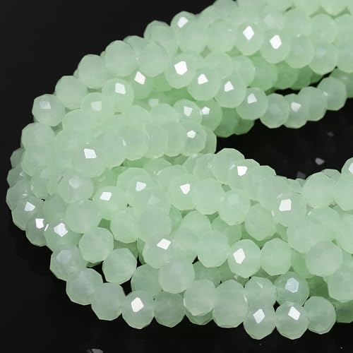5 Strands 6mm 375PCS Light Green Crystal Beads, Song Xi Porcelain Jade Glass Beads for Jewelry Making, Gemstone for Necklace Earring, Arts and Crafts, DIY and Craft Supplies - color: Light Green, size: 6mm(5 Strands)