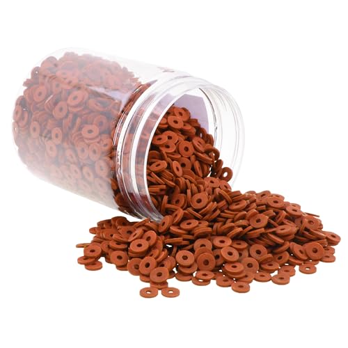 Mandala Crafts Burnt Orange Heishi Beads 6mm – 3000 Flat Polymer Disc Clay Beads for Adult Jewelry Making Spacer Beads, Bracelets, Necklaces, and Earrings - color: Burnt Orange, size: 6mm 3000 PCs