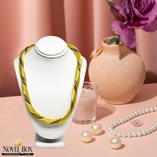 Novel Box White Leatherette Stand Jewelry Necklace Display 5.5x3x7.5 Inches - Freestanding Travel Necklace Holder Stand - Necklace Mannequin Organizer Stands - Necklace Displays Small - color: White Leatherette, size: Small