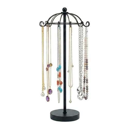 Necklace Holder Stand – Jewelry Display Rack for Necklaces Bracelets Chains Pendants – Countertop Jewelry Organizer Holder for Vanity Dresser Boutique for Women (Black) - color: Black
