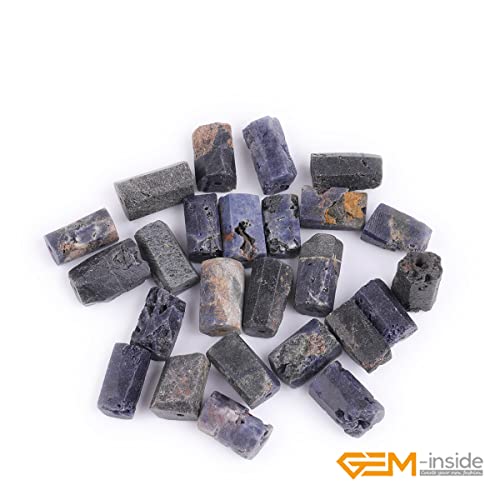 GEM-Inside 28Pcs 8x12mm Natural Blue Sapphire Quartz Gemstone Faceted Freeform Tube Column Chakra Beads for Jewelry Making Full 15" Strand Power Energy Healing Stone - color: Blue Sapphire