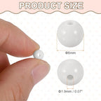 HARFINGTON 200pcs White Acrylic Round Beads 6mm Dia 1.9mm Hole Plastic Resin Smooth Balls Loose Bead for Jewelry Making Bracelets Necklace Earrings DIY - color: White, size: 6mm