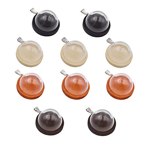 ZenRa 10-Piece Glass Dome Pendant Set with Wooden Base and Hollow Glass Cabochons (30mm Mixed Color) - size: 30mm Dome Mixed Color