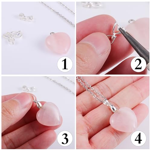 925 Sterling Silver Pinch Bail Clasp, 6 Pcs Hypoallergenic White Gold Plated Slider Necklace Pendant Pinch Clip with Open Loop Snap Bail Necklace Pendant Clasp Connectors for Jewelry Making - color: 6Pcs