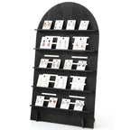 DoubleFill 5 Tier Wooden Earring Display for Vendor Arch Jewelry Display Stand Rack with Adjustable Height for Retail Selling - color: Black