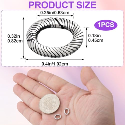 Pndeyo 925 Sterling Silver Jewelry Clasps, Hypoallergenic Round Necklace Enhancer Shortener, Spring Rings Clasp Connector Clips for Bracelet Anklet Jewelry Making- Black - color: Black-1pc-0.4"×0.32"