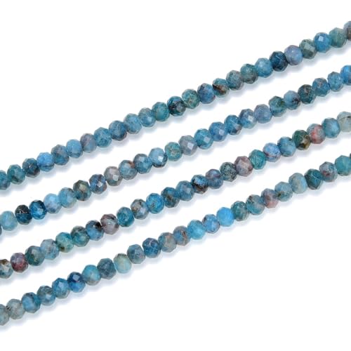 Adabele 15 Inch Natural Blue Apatite Healing Gemstone 4mm x 3mm Tiny Small Faceted Round Rondelle Loose Beads Stone Spacer (125-135pcs) for Craft Jewelry Making GK-B8 - color: Blue Apatite, size: 4mm x 3mm - 15 inch/1 strand