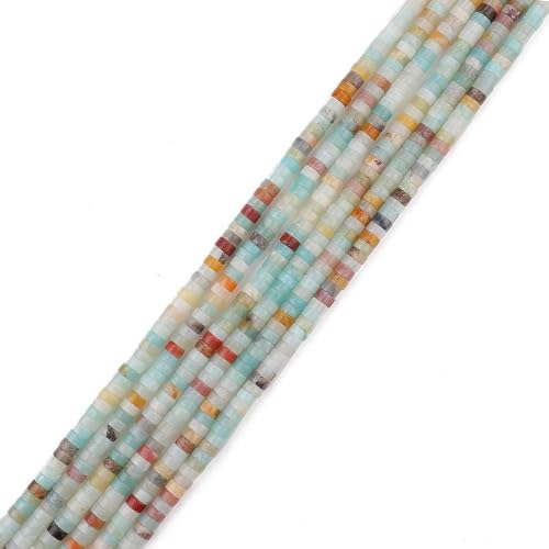 152pcs 4x2mm Natural Amazonite Heishi Disc Rondelle Spacer Stone Semi Precious Gemstone Loose Beads for Jewelry Making 15 Inch - color: Amazonite, size: 4x2mm