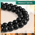 Ecally 300 Pieces Black Matte Onyx Beads Natural Black Agate Round Frosted Onyx Gemstone Loose Beads for Bracelet Necklace Jewelry DIY Making(10 mm) - size: 10mm