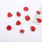Song Xi Red Shape Random Charms For Jewelry Making Clear Crystal Charms Pendants Bracelets Necklace Earrings Bulk Keychain Arts And Crafts Diy Birthday Gifts For Women AB Color 12pcs - color: Random Shapes - Red