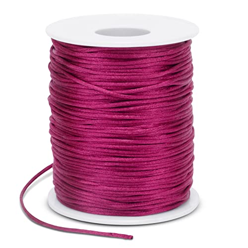 1.5mm Nylon Cord 328 Feet Satin Cord Nylon String for Bracelets, Bracelet Thread Bead String for Jewelry Making, Necklace, Chinese Knotting, Beading, DIY Crafts (Bright Rose) - color: Bright Rose, size: 1.5mm x 328 Feet