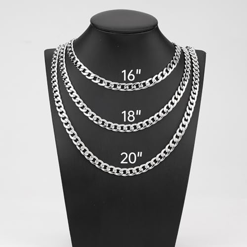 10pcs 18inch Miami Curb Cuban Link Chain for Men Women Stainless Steel Necklace Bulk Jewelry Hip Hop Chains - color: Steel 18", size: 1.8mm