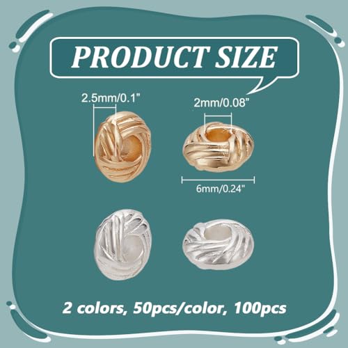 PH PandaHall 100pcs 14K Gold & Silver Spacer Beads, 6x2.5mm Rondelle Bracelet Beads for DIY Jewelry Making