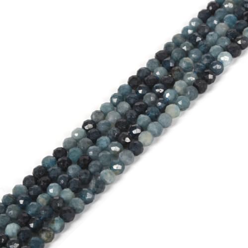 3mm Blue Tourmaline Faceted Gemstone Round Loose Beads Strand 15.5-16" DIY Jewelry Making - color: Blue Tourmaline