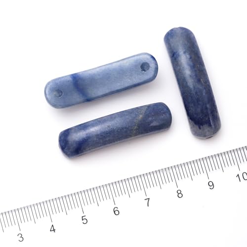 5PCS Natural Blue Aventurine Stone Rectangle Curved Beads Gemstone Pendants Connectors for DIY Bracelet Neclace Jewelry Making - color: Blue Aventurine